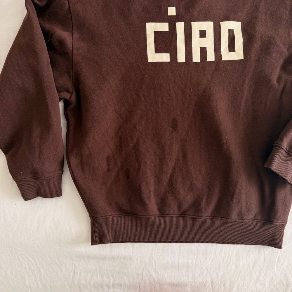 Clare V Brown Crewneck Sweater with 'CIAO' Graphic - Picture 2 of 4